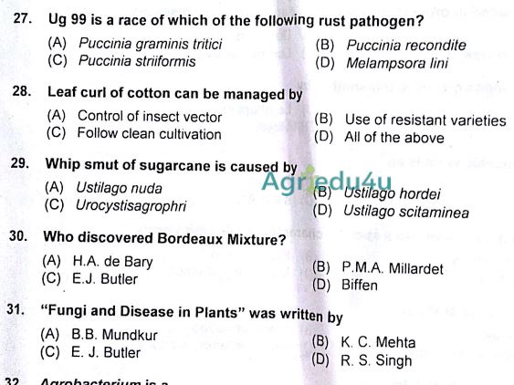 Plant science jrf question paper 2021
