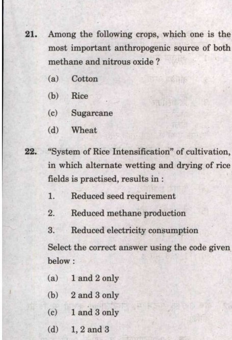 Try answer UPSC agriculture questions environment hot new 20